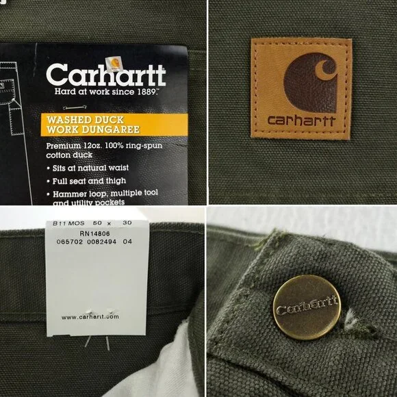 Carhartt Vintage Washed Duck Work Dungaree Carpenter Pants 50x30 Real 49x30 NW